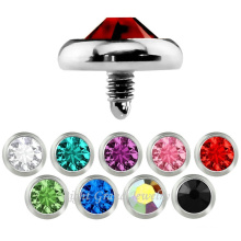 316L Surgical Stainless Steel CZ Stone Dermal Anchor Tops Customized Skin Diver Piercing